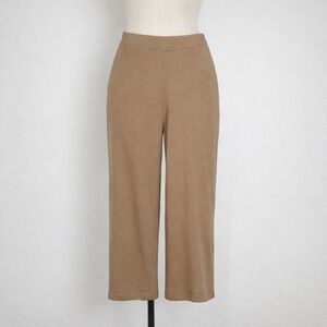 Pure Jill Size M Tall Tan Wide Leg Crop Pants Elastic Waist Organic Cotton Camel